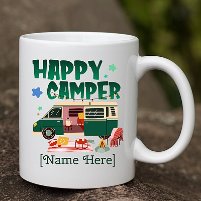 Alternative view of Personalized Happy Camper Ceramic Coffee Mug - Water Bottle - Color Changing Mug
