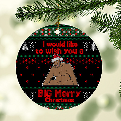 I Would Like To Wish You A Big Merry Christmas Funny Santa Barry Wood Meme Circle Christmas Ornament Keepsake