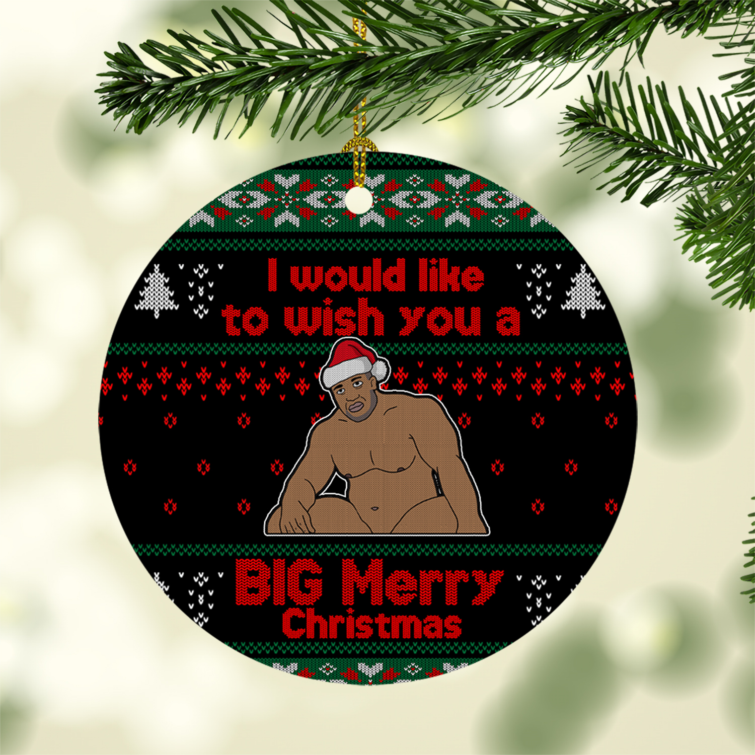 6VT. Big Merry Christmas Wood Meme ornament mockup