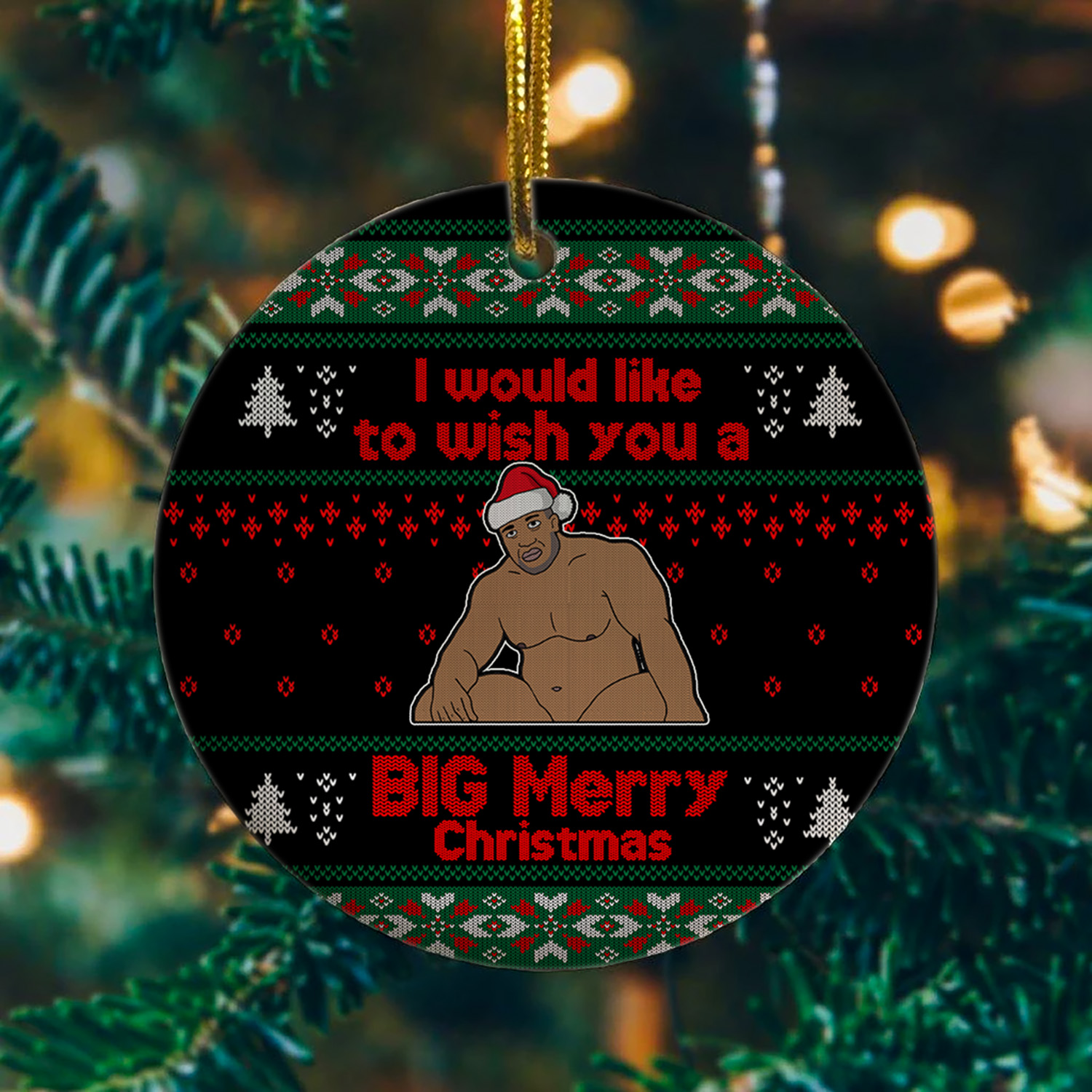 6VT. Big Merry Christmas Wood Meme ornament mockup2
