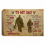 Hunting Gifts For Dad To My Dad Poster, White, 0.75'' Framed Canvas