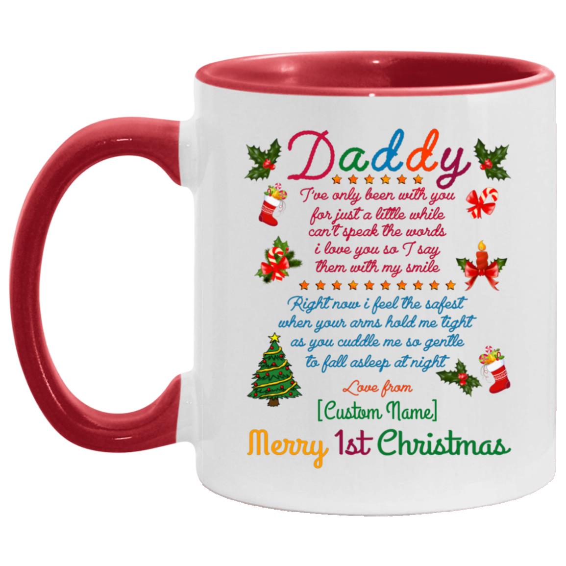 Personalized Daddy Gifts Accent Mug, White/Red, 11 oz. Accent Mug