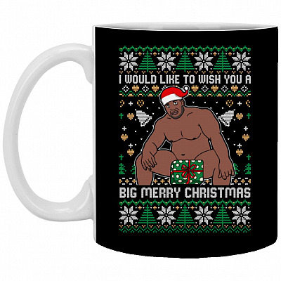 Would Like to Wish You a Big, Black, 11 oz. White Mug