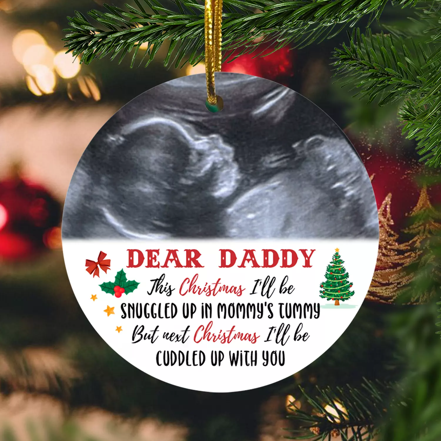 8VT. Dear Daddy From Bump Baby Custom Photo ornament mk2
