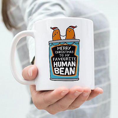 Alternative view of Merry Christmas To My Favorite Human Bean Funny Xmas Holiday Gift For Him For Her Ceramic Coffee Mug