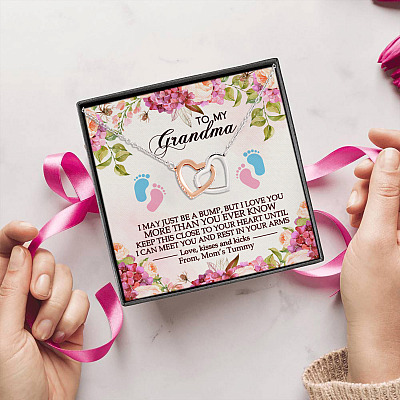 Alternative view of To My Grandma I May Just Be A Bump But I Love You More Than You Ever Know Joined Interlocking Hearts Necklace