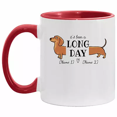 Personalized It's Been A Long Day, White/Red, 11 oz. Accent Mug