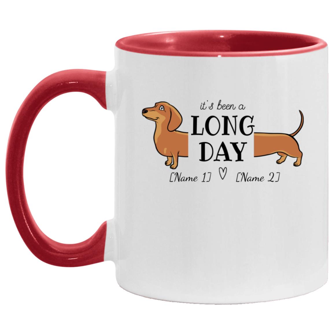 Personalized It's Been A Long Day, White/Red, 11 oz. Accent Mug