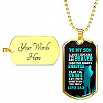 Dad to My Son Always Remember You Are Braver than You Believe Stronger than You Think Dog Tag Pendant Necklace - Dog Tag (Gold Plated)