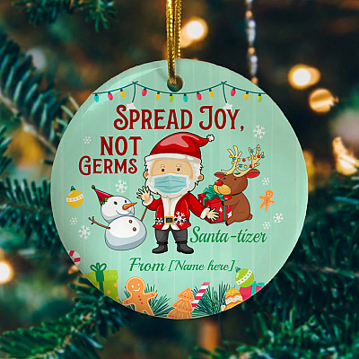 Alternative view of Personalized Santatizer Spread Joy Not Germs Christmas Decorative Christmas Ornament Keepsake