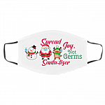 Personalized Santatizer Spread Joy Not Germs Christmas Washable Reusable Custom - Printed Face Mask, White, Cloth Face Cover – Medium/Large