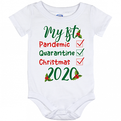 My First Pandemic Christmas 2020 Global Pandemic Baby Onesie - Toddler Baby Infant Bodysuit, White, Baby Onesie - 12 Month