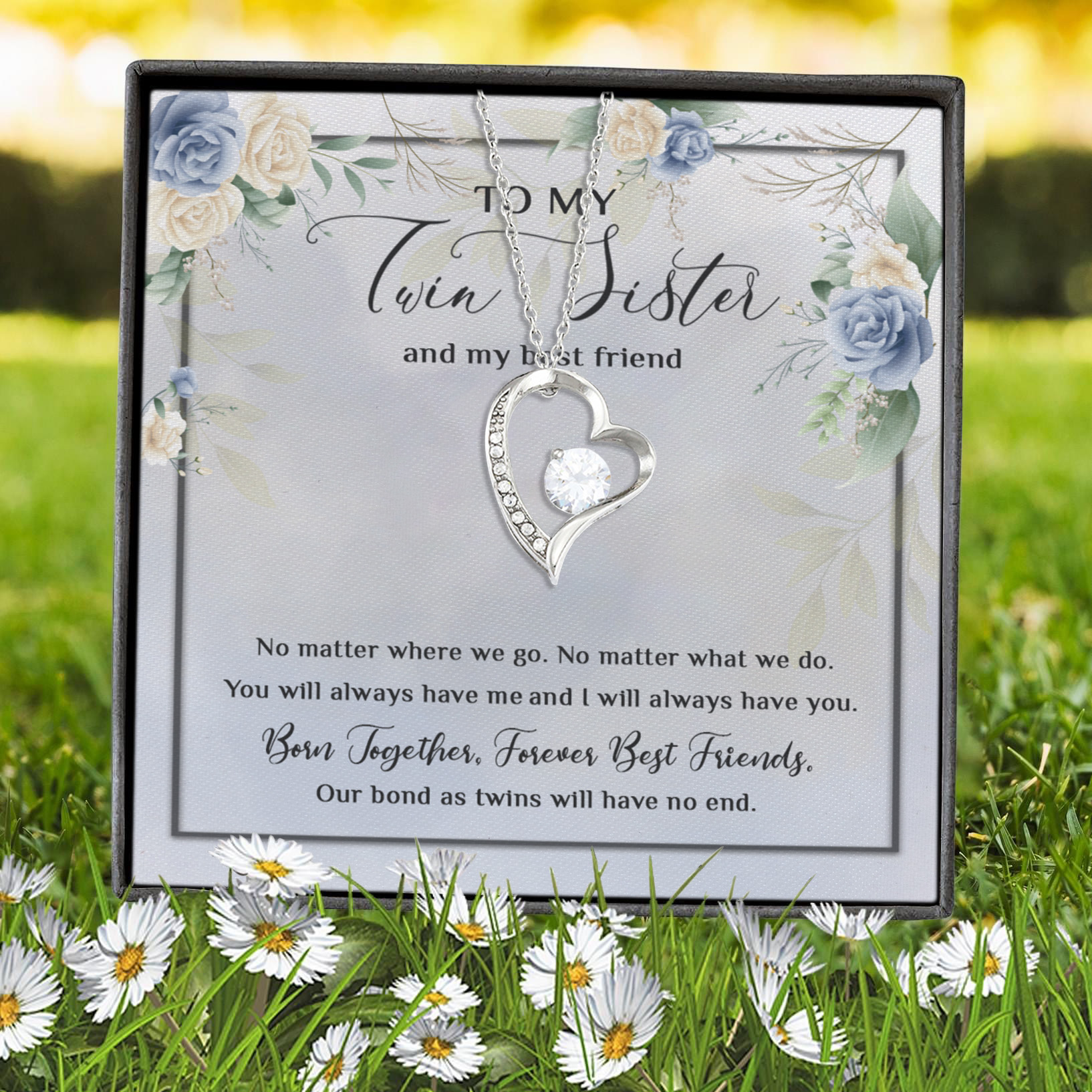 12VT. To My Twin Sister Forever Love Necklace (Silver) 7