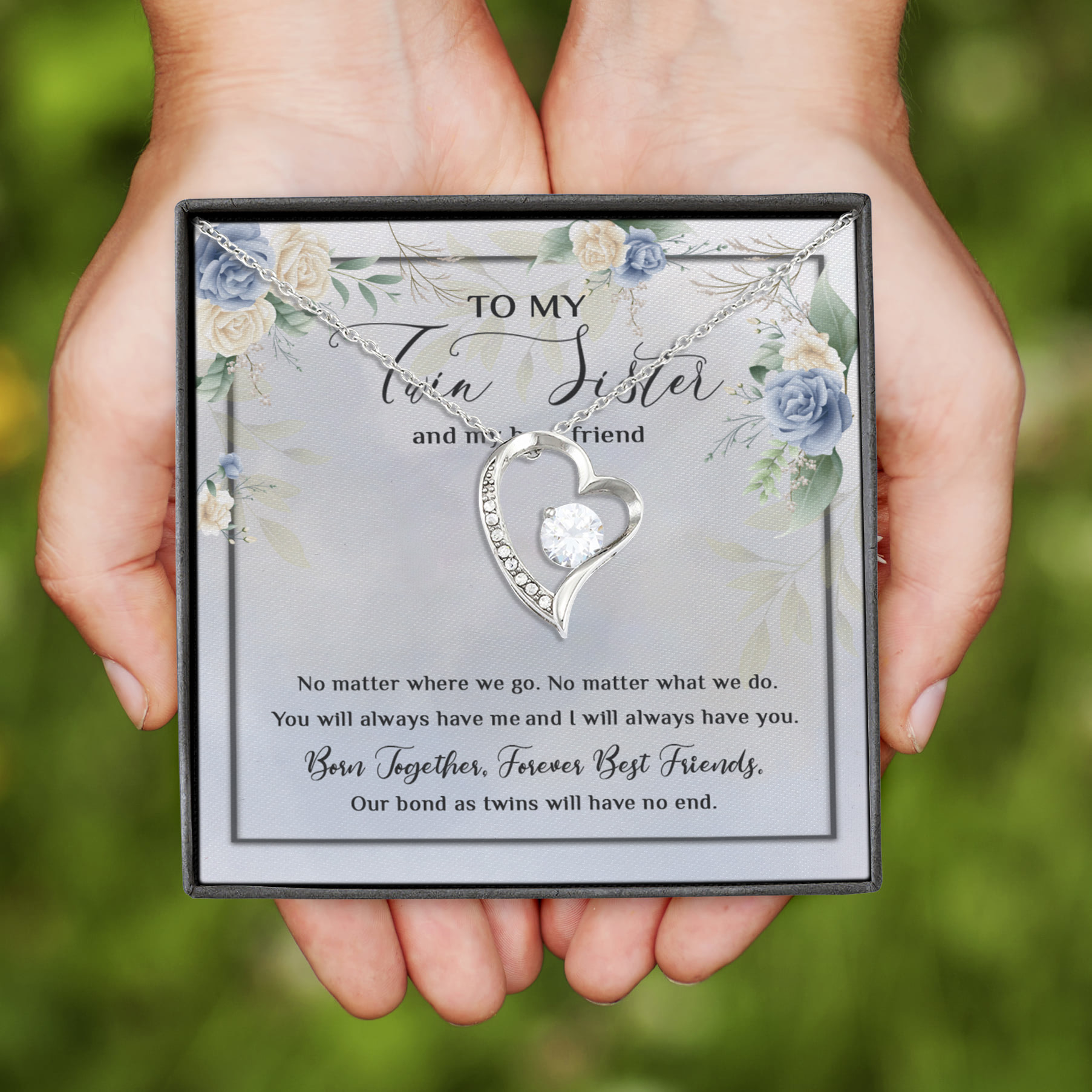 12VT. To My Twin Sister Forever Love Necklace (Silver)