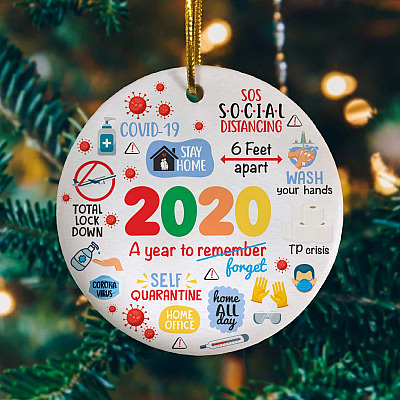 2020 A Year To Forger Decorative Christmas Ornament - Holiday Flat Circle Ornament - Holiday Decoration Gift