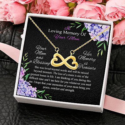 Memorial Gifts For Loss Of Mother - In Loving Memory Of Your Mom Infinity Heart Pendant Necklace