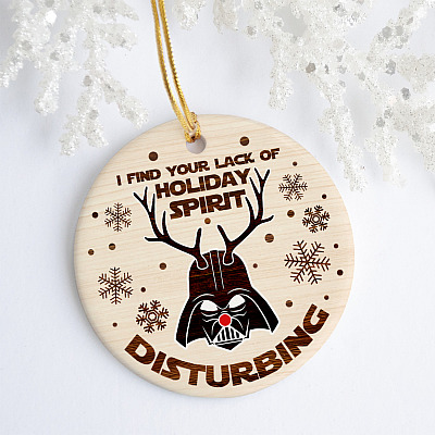 Darth Reindeer I Find Your Lack of Holiday Spirit Disturbing Funny Ugly Sweater Circle Ornament