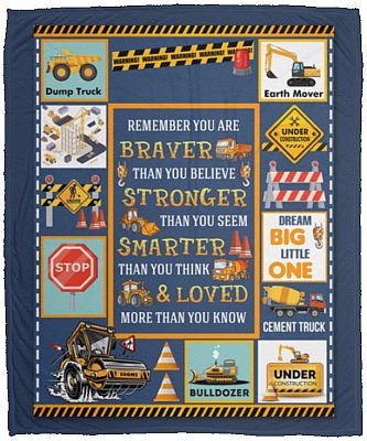 Proud Heavy Equipment Boy Truck, White, Cozy Plush Fleece Blanket - 50x60