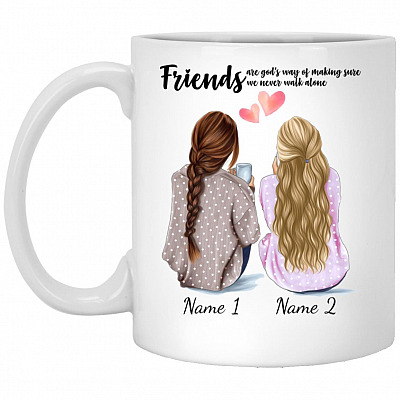 Personalized Friends Are God's Way Maker Mug, White, 11 oz. White Mug