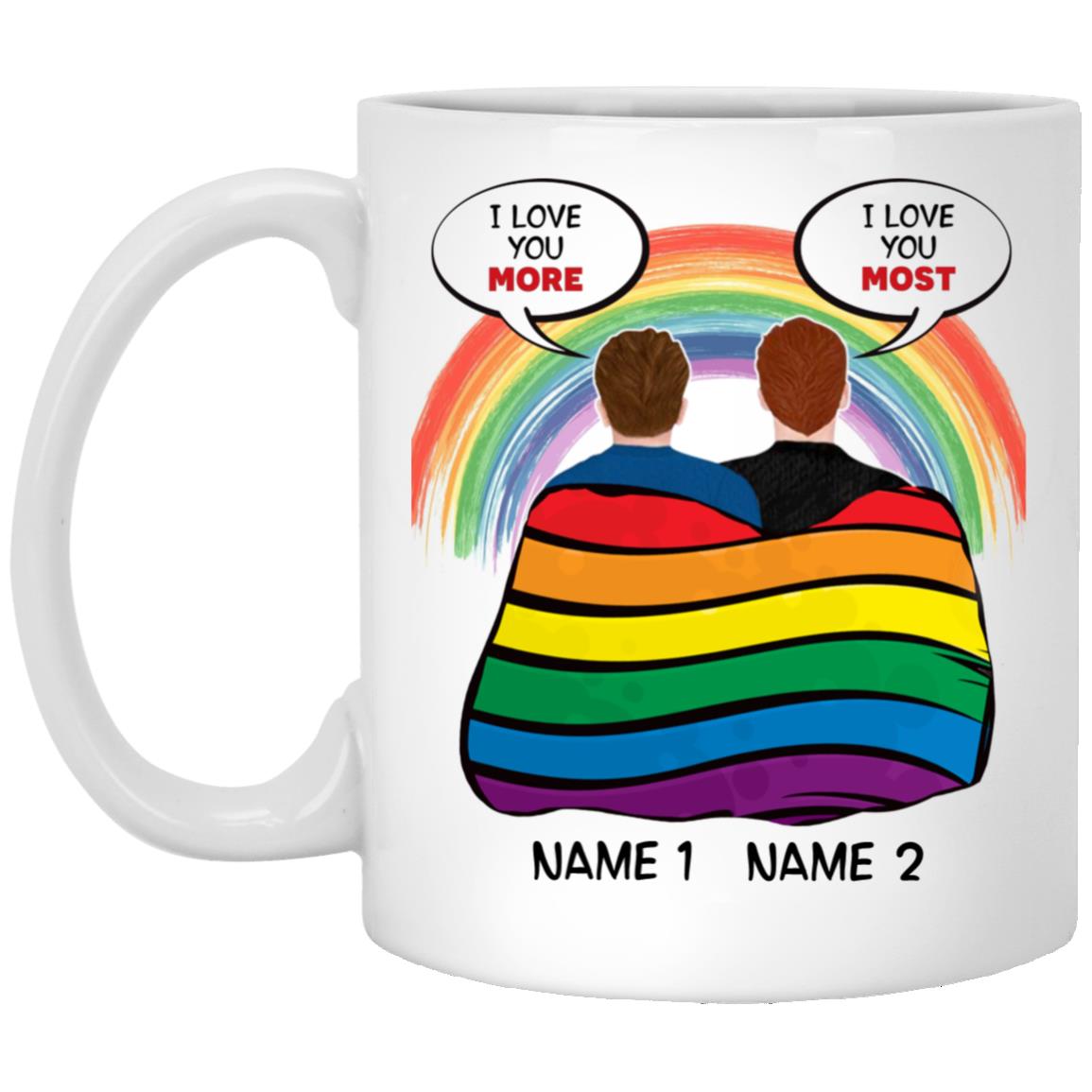 Personalized Gay Couple Mug, White, 11 oz. White Mug