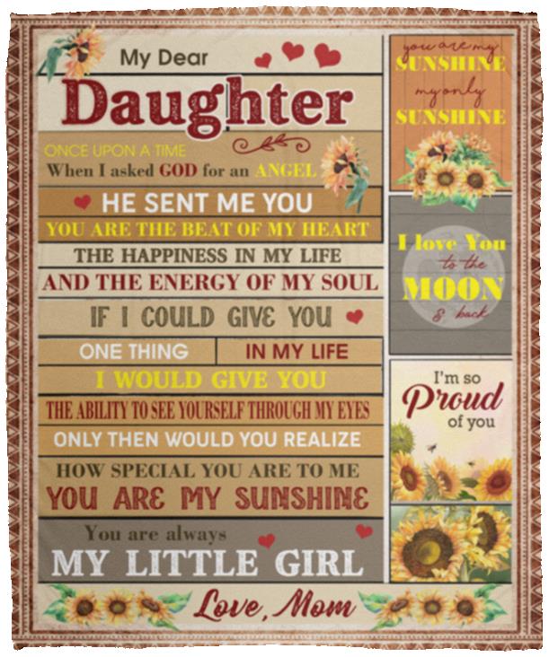 Mom to My Dear Daughter, White, Cozy Plush Fleece Blanket - 50x60