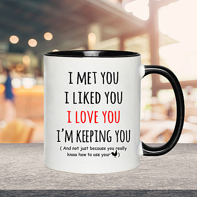 Alternative view of I Met You I Liked You I Love You I'm Keeping You Coffee Mug - How To Use Your Rooster Valentine Gift Accent Mug