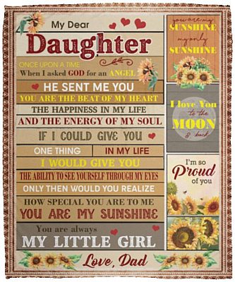 Dad to My Dear Daughter, White, Cozy Plush Fleece Blanket - 50x60