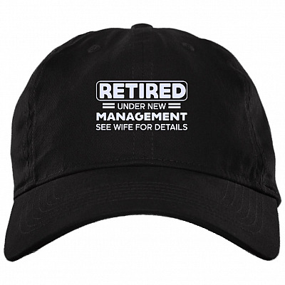 Retired Under New Management Hat, Black, Brushed Twill Dad Cap