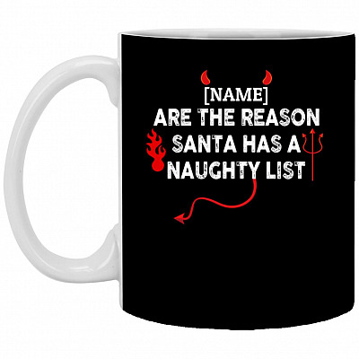 Personalized Mug Funny Christmas Santa Friends, Black, 11 oz. White Mug