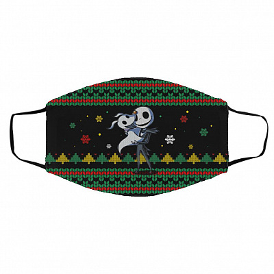 Jack Xmas Face Mask, Black, Cloth Face Cover – Medium/Large
