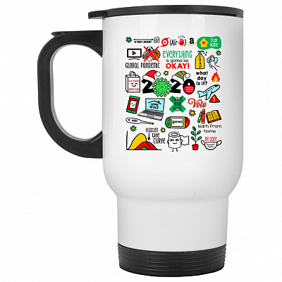 14 oz. White Travel Mug