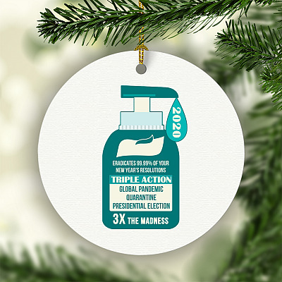 Funny Hand Sanitizer 2020 Global Pandemic Christmas Quarantine Wash Your Hands Gag Gift Holiday Circle Ornament