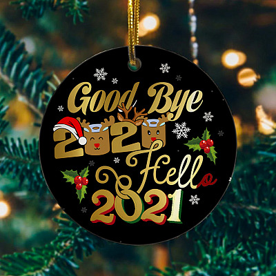 Goodbye 2020 Hello 2021 Toilet Paper Gold Christmas Ornament Keepsake - Holiday Flat Circle Ornament