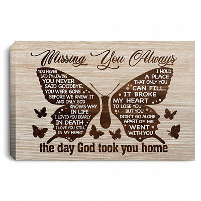 Butterfly Missing You Always The Poster, White, 0.75'' Framed Canvas