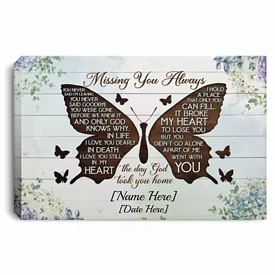 Personalized Missing You Always, White, 0.75'' Framed Canvas