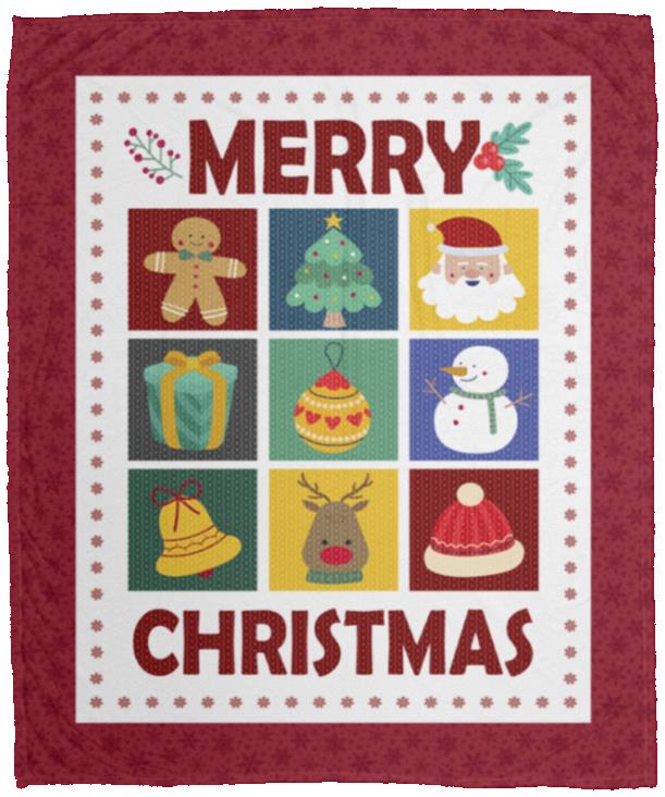 Merry Christmas Blanket, White, Cozy Plush Fleece Blanket - 50x60