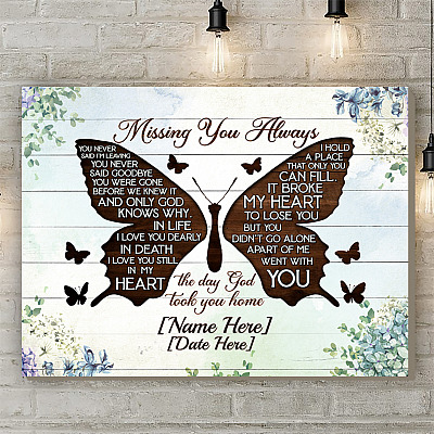 Alternative view of Personalized Missing You Always You Never Said I'm Leaving Butterfly Framed Canvas - Unframed Poster