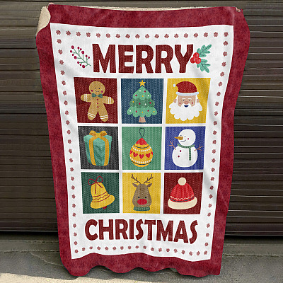 Alternative view of Merry Christmas Blanket Santa Deer - Knitting Ugly Christmas Fleece Blanket - Mink Blanket