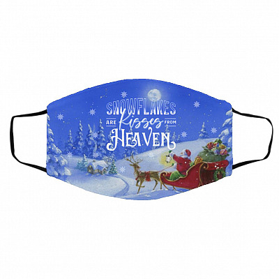 Snowflakes Mask, White, Cloth Face Cover – Medium/Large
