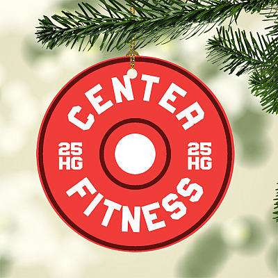 Center Fitness 20kg Weightlifting Gift For Trainers Flat Holiday Circle Ornament Keepsake