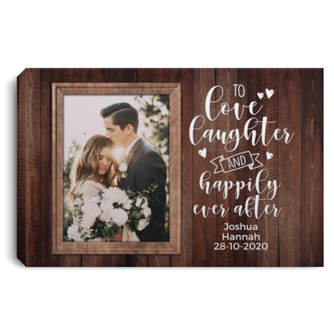 Custom Photo Love Laughter, White, 0.75'' Framed Canvas