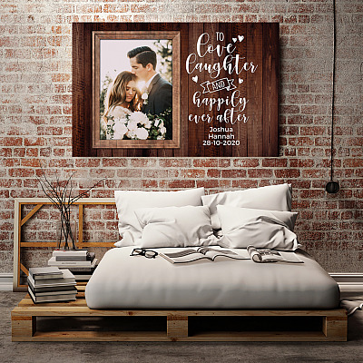 Alternative view of Custom Photo Love Laughter and Happily Ever After Framed Canvas Prints - Unframed Poster - Wall Art