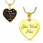 You Are Braver Than You Believe Heart Pendant Necklace - Motivational And Inspirational Quotes Gift - Heart Luxury Necklace (Gold Plated)