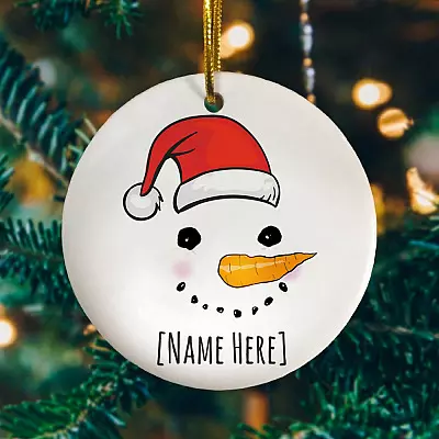 Personalized Funny Snowman Face Christmas 2020 Decorative Christmas Ornament - Holiday Flat Circle Ornament
