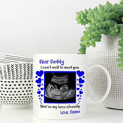 Alternative view of Dear Daddy I Can't Wait To Meet You Personalized Photo Mug - Funny Father's Day Gift For Daddy To Be