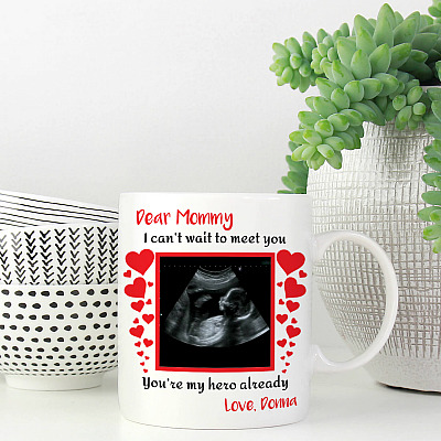 Alternative view of Dear Mommy I Can't Wait To Meet You Personalized Photo Coffee Mug - Funny Mother's Day Gift For Mommy To Be
