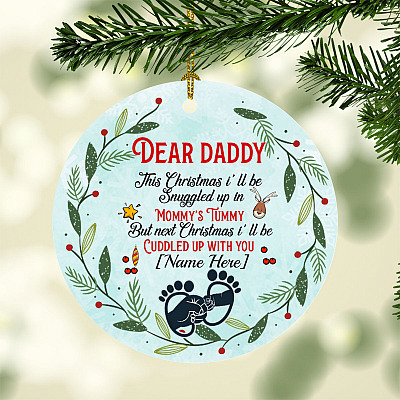 Alternative view of Personalized Dear Daddy This Christmas I’ll Be Snuggled Up In Mommy's Tummy Christmas Ornament New Dad To Be