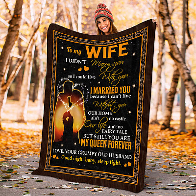 Alternative view of To My Wife I Didn't Marry You So I Could Live With You Couple Fleece Blanket - Mink Blanket - Woven Blanket