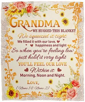 Personalized Dear Grandma Blanket, White, Cozy Plush Fleece Blanket - 50x60