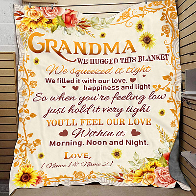 Alternative view of Personalized Dear Grandma We Hugged This Blanket Fleece Blanket - Sherpa Blanket - Woven Blanket